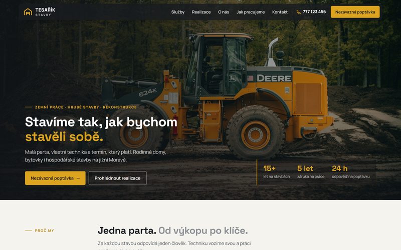 Web stavební firmy Tesařík